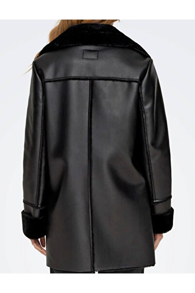 ONLY fur coat, black