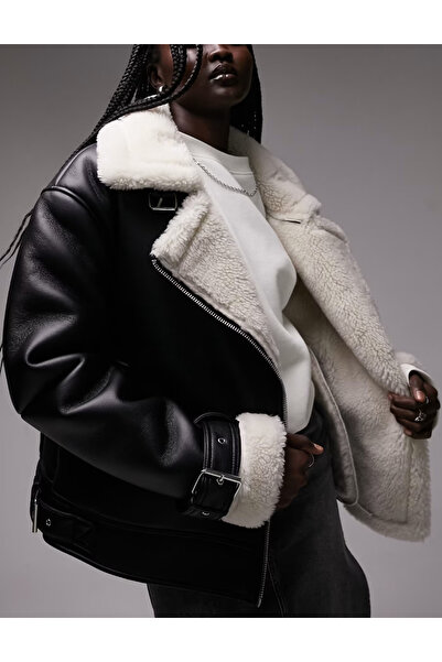 TopShop fur coat, black