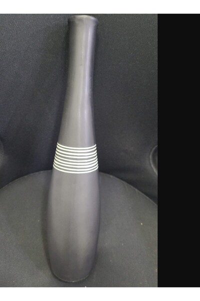 esdekor Çizgili Vazo Seramik 41cm Dekoratif Uzun Ev Dekorasyon El Yapım Görünüm 1 Adet