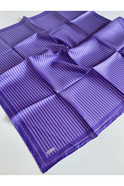 Belli 2025 Yaz Sura Saf İpek Eşarp IST 4115 - 92 Mor Karışık Desen