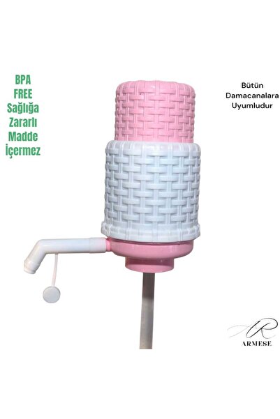 Ar Armese Pompă pentru sticlă, Pompă de apă manuală pentru sticlă cu paie roz