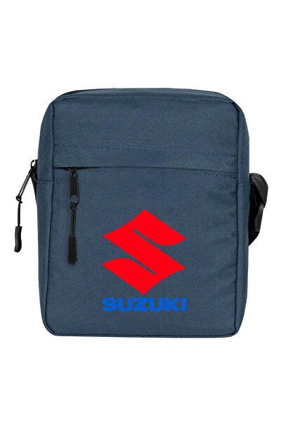CrowsGate Geantă de umăr cu text cu logo-ul Suzuki Culoare bleumarin
