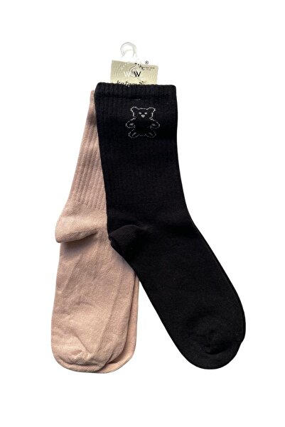 ww waka waka kids store Unisex Children's Colorful Teddy Bear Patterned 2-Piece Socks Set – Comfortable and Stylish for Everyday Use