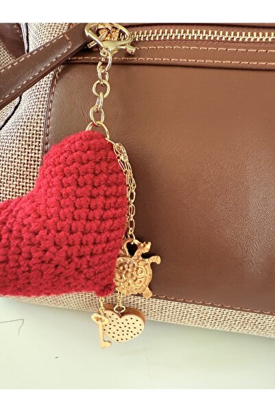 OITA Heart Chain Multi-Bag Charm Purse Accessory Bag Decoration Keychain with Woven Heart Shape