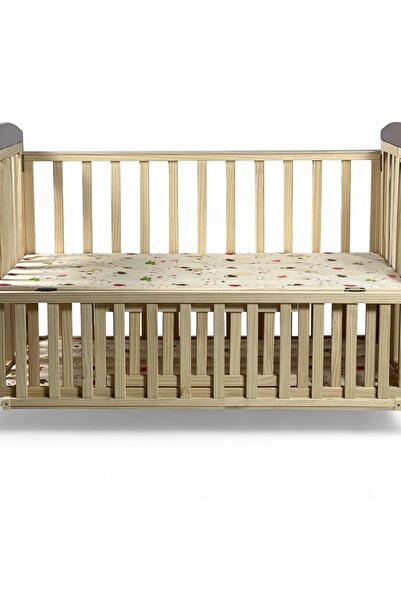 ALBADER Wooden Baby Bed – Multi-Level Adjustable Wooden Crib for Newborns with Rocking Mode, Mosquito Net