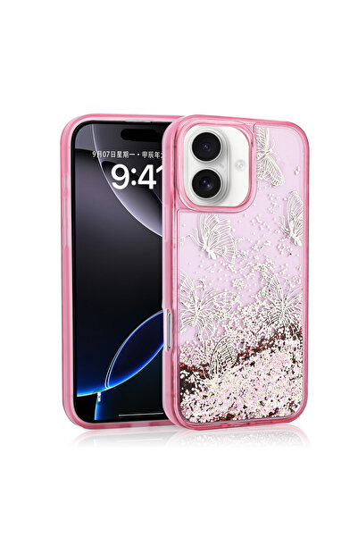 toyigoo iPhone 16 Case Liquid Glitter Butterfly Printed Transparent Back Surf...