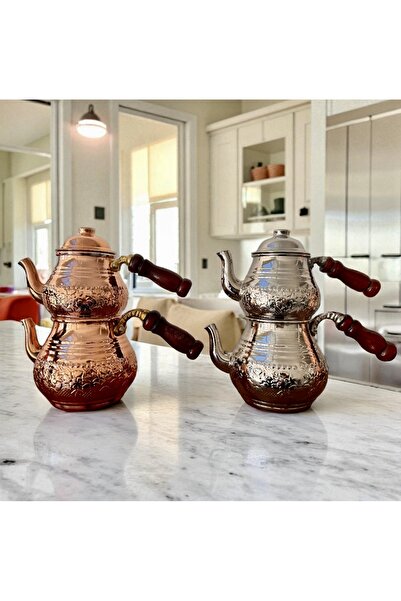 BARITCIOGLU Copper Teapot Large Size Hammered Floral Motif