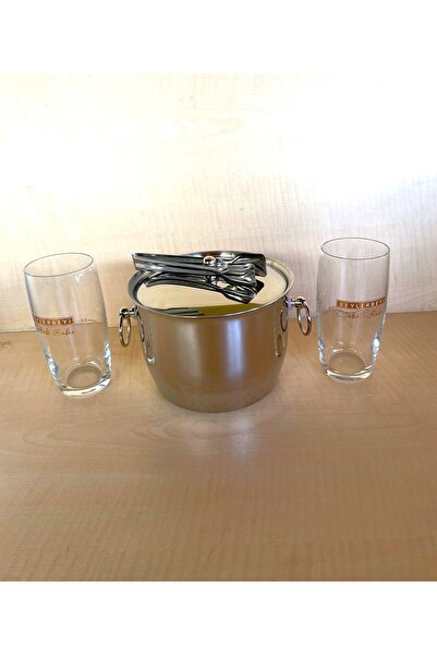 SANAT TACİRİ 2 ADET BEYLER BEYİ RAKI BARDAĞI 1 ADET ÇELİK BUZ KOVASI ÇİF KATM...
