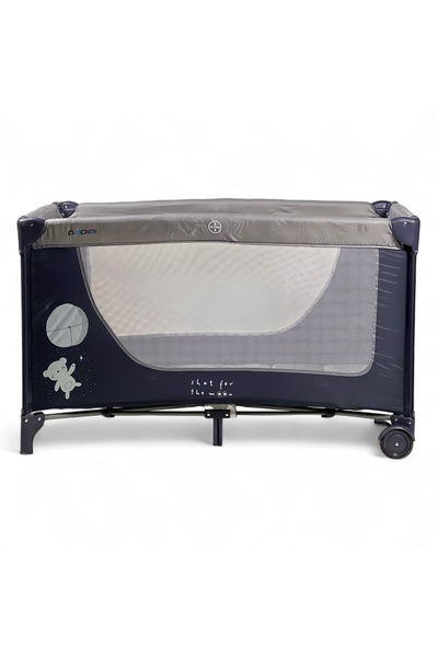 ALBADER حظيرة لعب مستطيلة للأطفال بعجلات - حظيرة لعب قابلة للطي مع باب جانبي وألواح شبكية آمنة