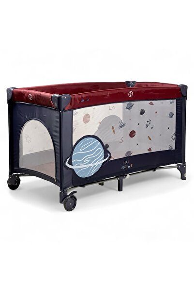 ALBADER Rectangular Kids’ Playpen with Wheels – Foldable Baby Playpen with Side Door, Safe Mesh Panels