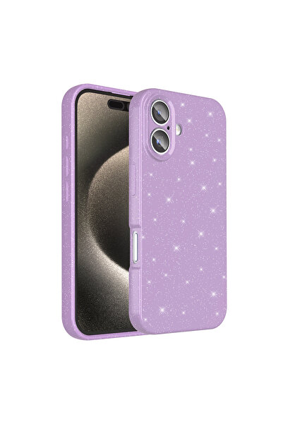 toyigoo iPhone 16 Case Camera Protected Glitter Luxury Tygo Cotton Cover - Lilac