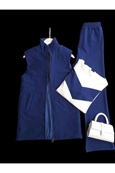 ŞAHİN TESETTÜR GİYİM İÇİ ELYAF ASTARLI YELEK GARNİLİ TUNİK PANTOLON ÜÇLÜ TAKI...