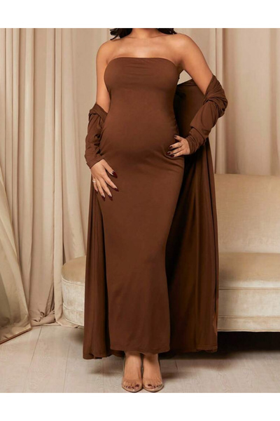 Sheya Dress and Cardigan Set, brown
