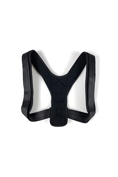 GermaNova Corector de postură unisex, piele/bumbac, reglabil, 20x14 cm, negru