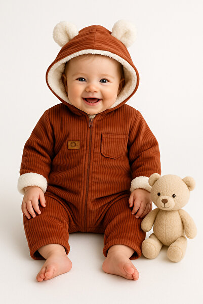 İZYALİF BABY Kız Erkek Bebek Kışlık Astronot Tulum Kapüşonlu Welsoft içi, Kad...