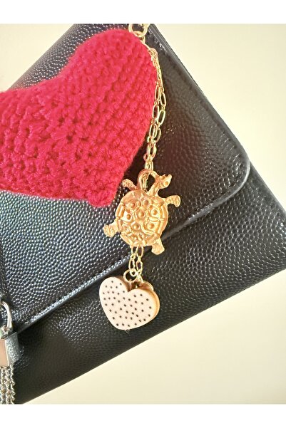 OITA Heart Chain Multi-Bag Charm Purse Accessory Bag Decoration Keychain with Woven Heart Shape