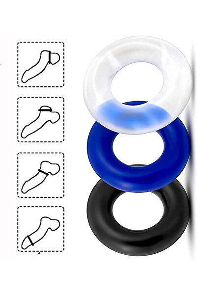 Kulis Grup SENSUALMEDİKAL Silikon Penis Halkası Seti – Uzun ve Sert İçin Esnek 3'lü Set Yüzük