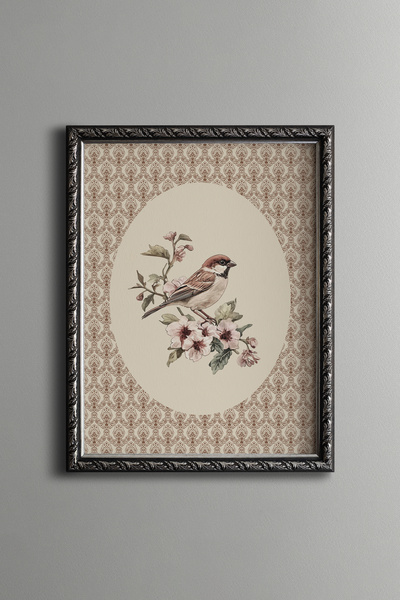 epiqart Serçe - Vintage Desenli Çerçeve