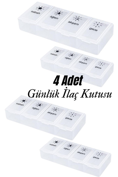 MultiTrendy 4 Adet Günlük İlaç Kutusu Hap Kutusu Düzenleyici Günlük İlaç Vita...