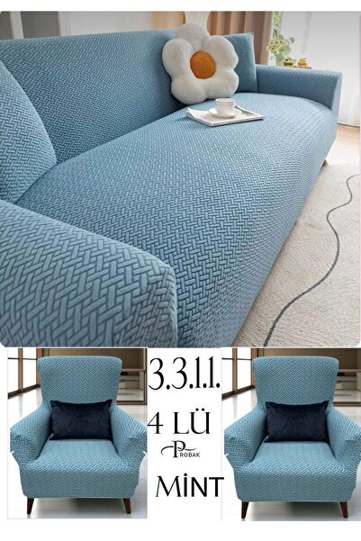 FurkanTicaret - Brick Pattern Sofa Cover Elastic Non-Slip 3311 Set Sofa Bed S...