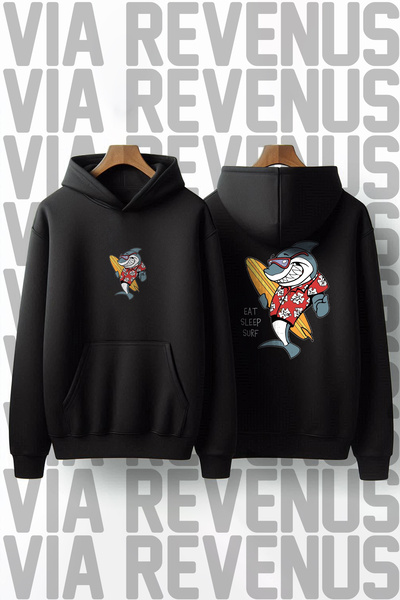 Vordevia Hanorac cu glugă cu imprimeu Eat, Sleep, Surf