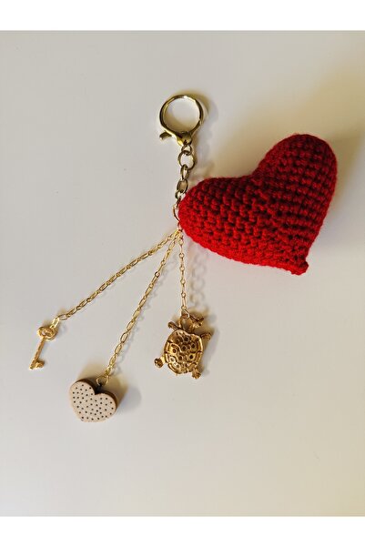OITA Heart Chain Multi-Bag Charm Purse Accessory Bag Decoration Keychain with Woven Heart Shape