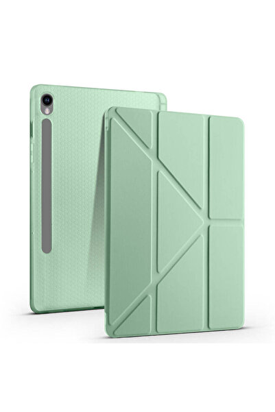 toyigoo Galaxy Tab S9 Fe Case Compatible with Tygo Tri-Folding Case with Pen Compartment and Stand-Rose Gold