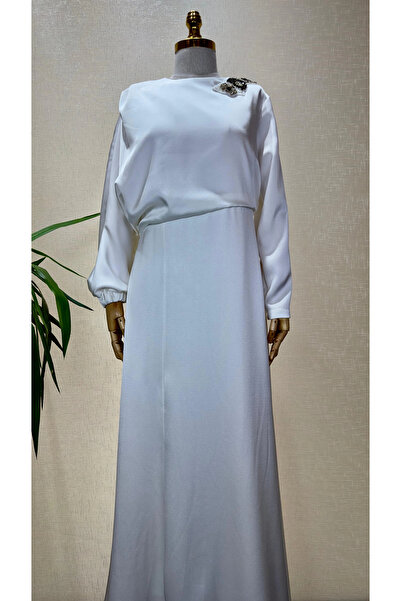 Missemramiss Ekru Renk Diamond Taşlı Elbise