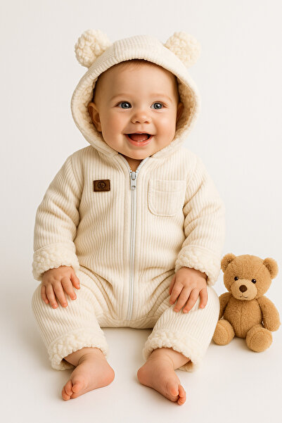 İZYALİF BABY Kız Erkek Bebek Kışlık Astronot Tulum Kapüşonlu Welsoft içi, Kad...