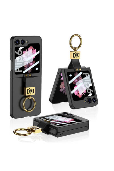 toyigoo حافظة جالاكسي زد فليب 6 من تايجو بحرف زد مع غطاء حلقي - أسود