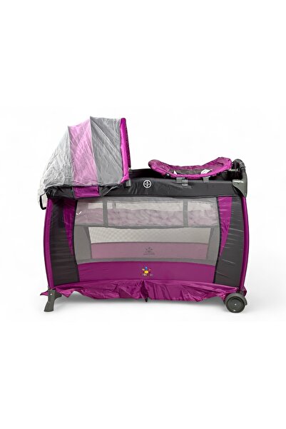 ALBADER Two-Level Baby Playpen, Baby Crib & Playpen with Canopy and Mosquito Net, Foldable Portable Baby Bed