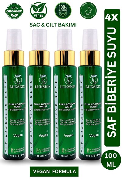 LUKSKIN Bitkisel Biberiye Hidrosolü – %100 Doğal Saf Rosemary Water Sprey, Ci...