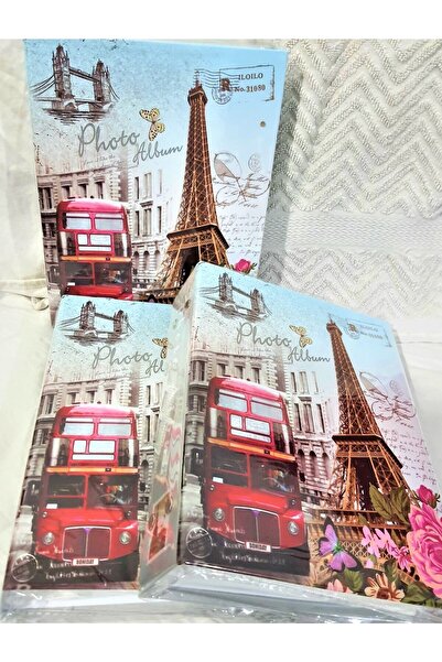 NRCN Fotoğraf Resim Albümü 15x21 Cm (6X8) 100'lük Eyfel Otobüs Desenli