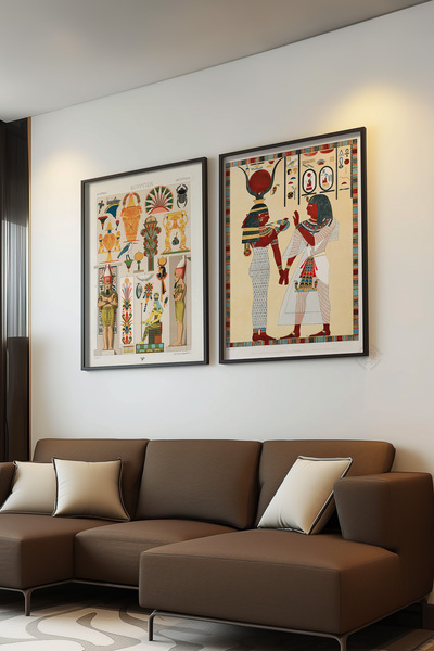 Basquiart Egiptul Antic, set de 2 postere cu ramă neagră, set de picturi nr:24