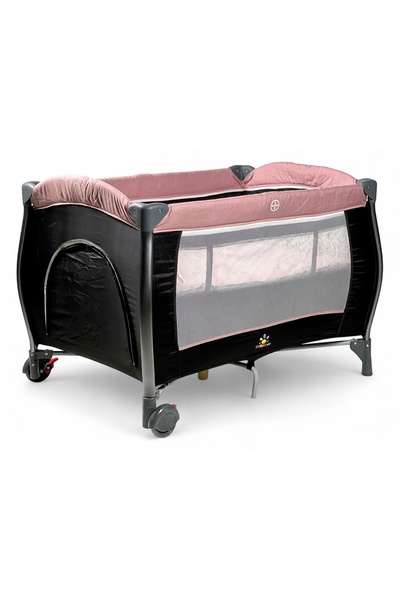 ALBADER Baby Crib and Playpen with Canopy and Mosquito Net, Two-Level Baby Playpen, Foldable Baby Bed