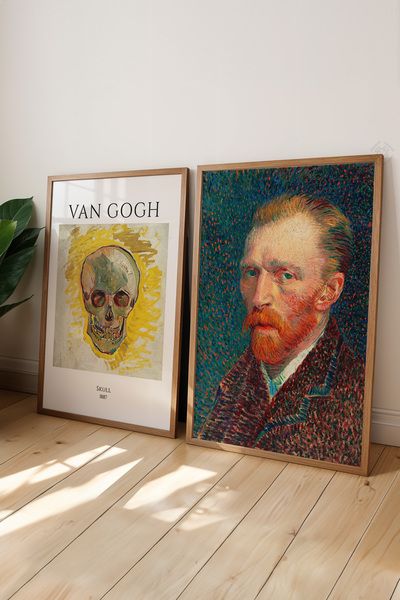 Basquiart Poster înrămat în lemn Van Gogh, set de 2 piese, setul de pictură n...