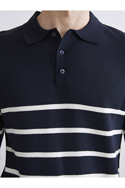 LC Waikiki Блискучі вибори від Shining Store | Чоловічий трикотажний светр з поло-коміром і смужками