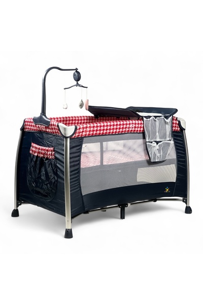 ALBADER Baby Playpen Two-Level, Baby Crib and Playpen with Changing Table, Foldable Portable Baby Bed