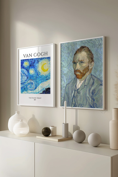 Basquiart Set de 2 postere cu ramă albă Van Gogh, Setul de picturi nr.:37