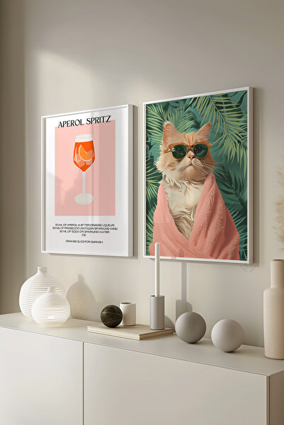 Basquiart Set de 2 postere moderne cu ramă albă, set de picturi nr:31