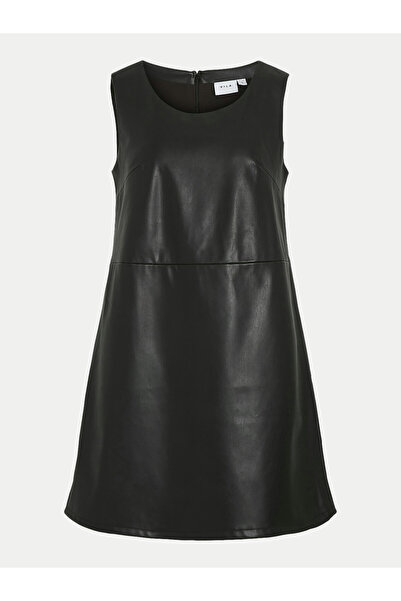 VILA Γυναικείο Φόρεμα από Δέρμα 14099817 Μαύρο