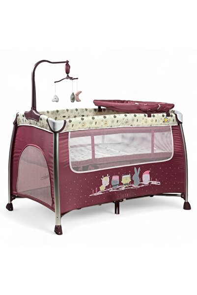 ALBADER Baby Playpen Two-Level, Baby Crib and Playpen with Changing Table, Foldable Portable Baby Bed