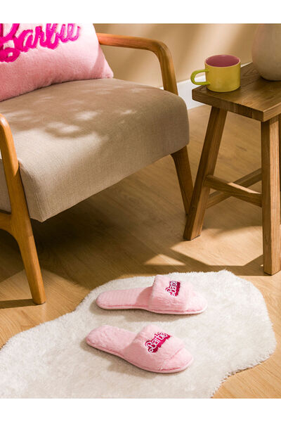 LC Waikiki Create Your Style from Uzg Store |   Barbie Embroidered Plush Women's House Slippers