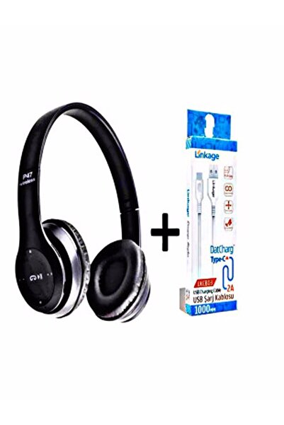 Angelphoto سماعة رأس بلوتوث سوداء فوق الأذن