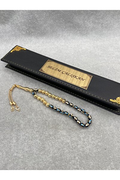 Tespihçe Kişiye Özel İsimli Metal Üzeri Altın Yaldız Kaplamalı Mineli Kuka Tesbih + İsimli Kutu