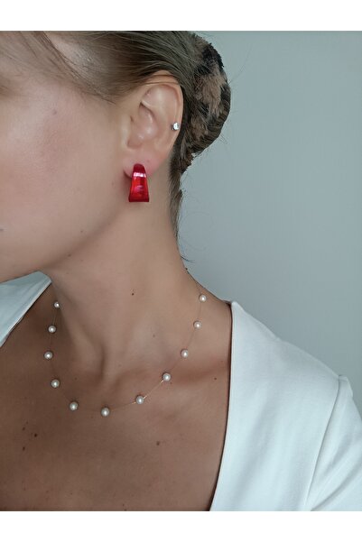 La fee aksesuar أقراط دائرية حمراء للنساء