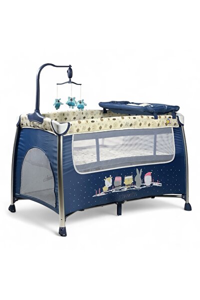 ALBADER Baby Playpen Two-Level, Baby Crib and Playpen with Changing Table, Foldable Portable Baby Bed