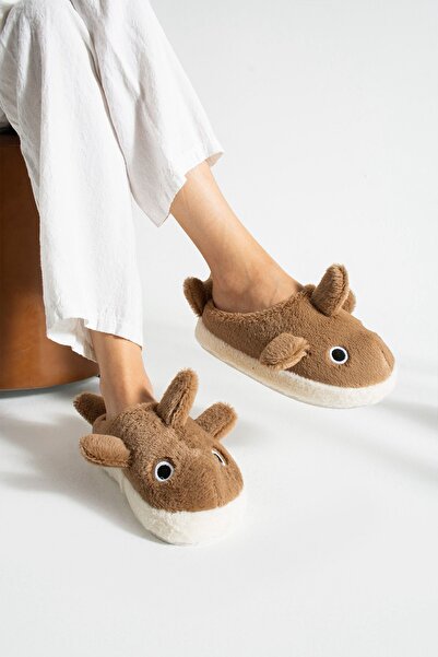 Jackers М'які домашні капці з хутряною підкладкою, з фігуркою акули з м'яким хвостом, з безшумною підошвою