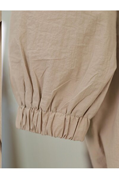 Genel Markalar Lastik Bağcıklı Torba Cepli Fermuarlı Trençkot -Bej