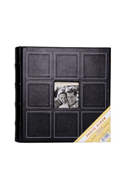 Angelphoto ألبوم صور جلدي فاخر مقاس 10 × 15 سم مكون من 200 [مذكرة] (أسود)